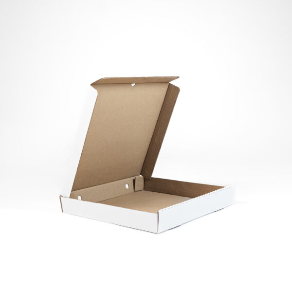 Caja de Pizza Blanca 14" (35.56 x 35.56 x 5 cms) cartón corrugado.