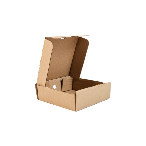 Caja de Pizza Kraft - 6" (15.24 cms) x 6" (15.24 cms) x 2" (5 cms).
